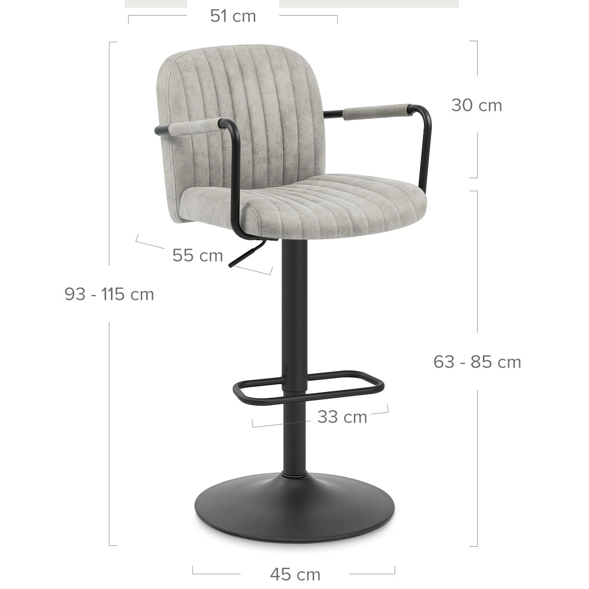 Tabouret de Bar Simili Daim - Daytona Gris Antique