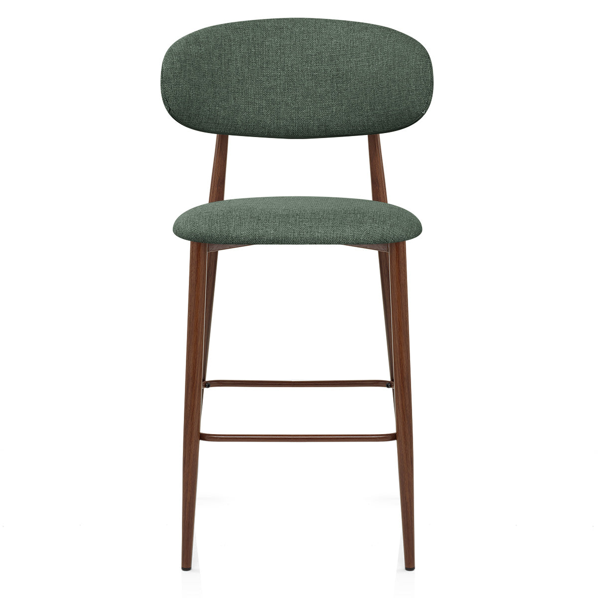 Tabouret de Bar Effet Noyer Tissu - Harrow Vert