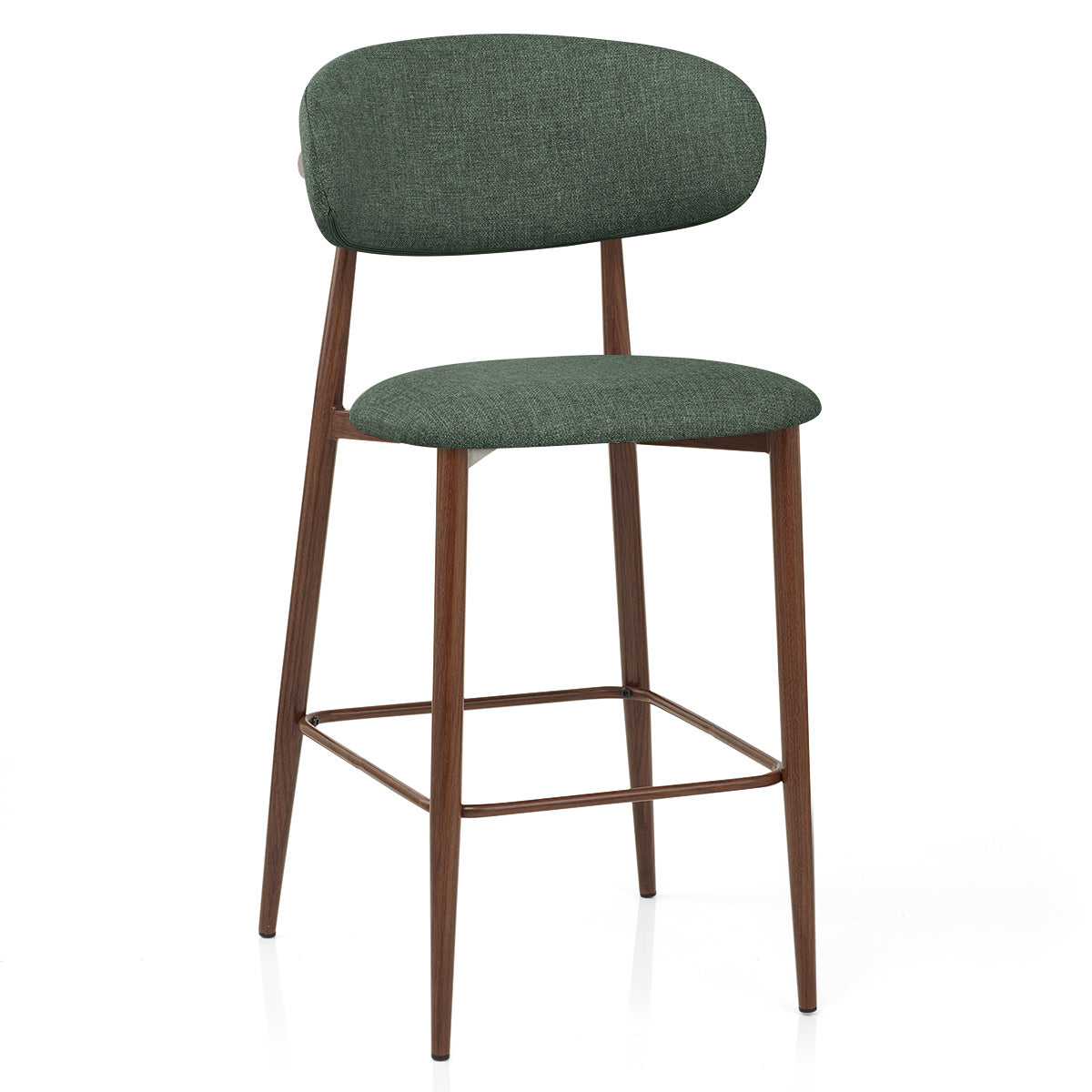 Tabouret de Bar Effet Noyer Tissu - Harrow Vert