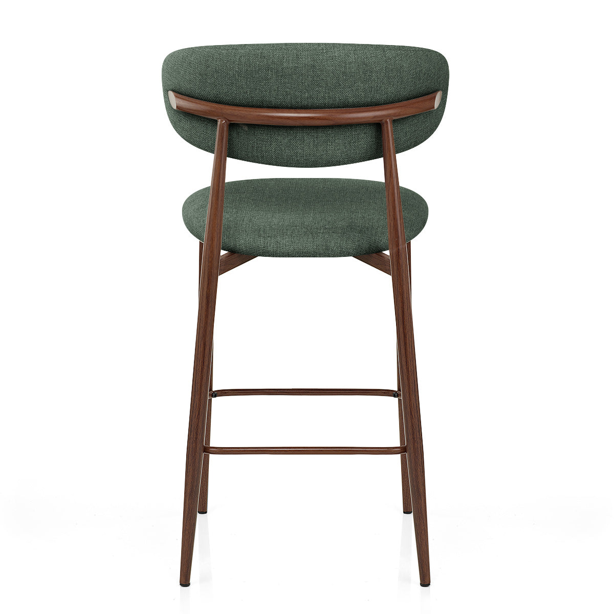 Tabouret de Bar Effet Noyer Tissu - Harrow Vert
