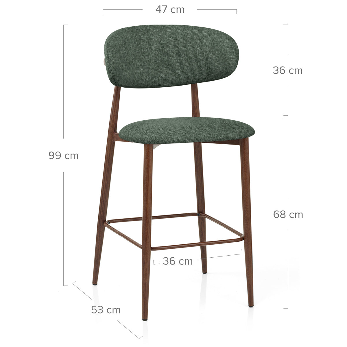 Tabouret de Bar Effet Noyer Tissu - Harrow Vert