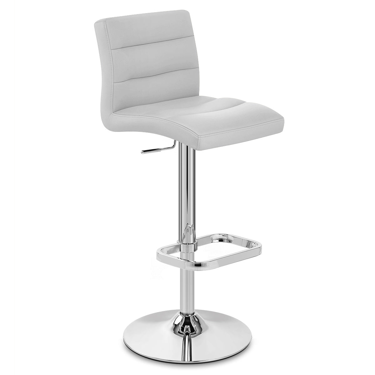 Rush Real Leather Chrome Stool Grey