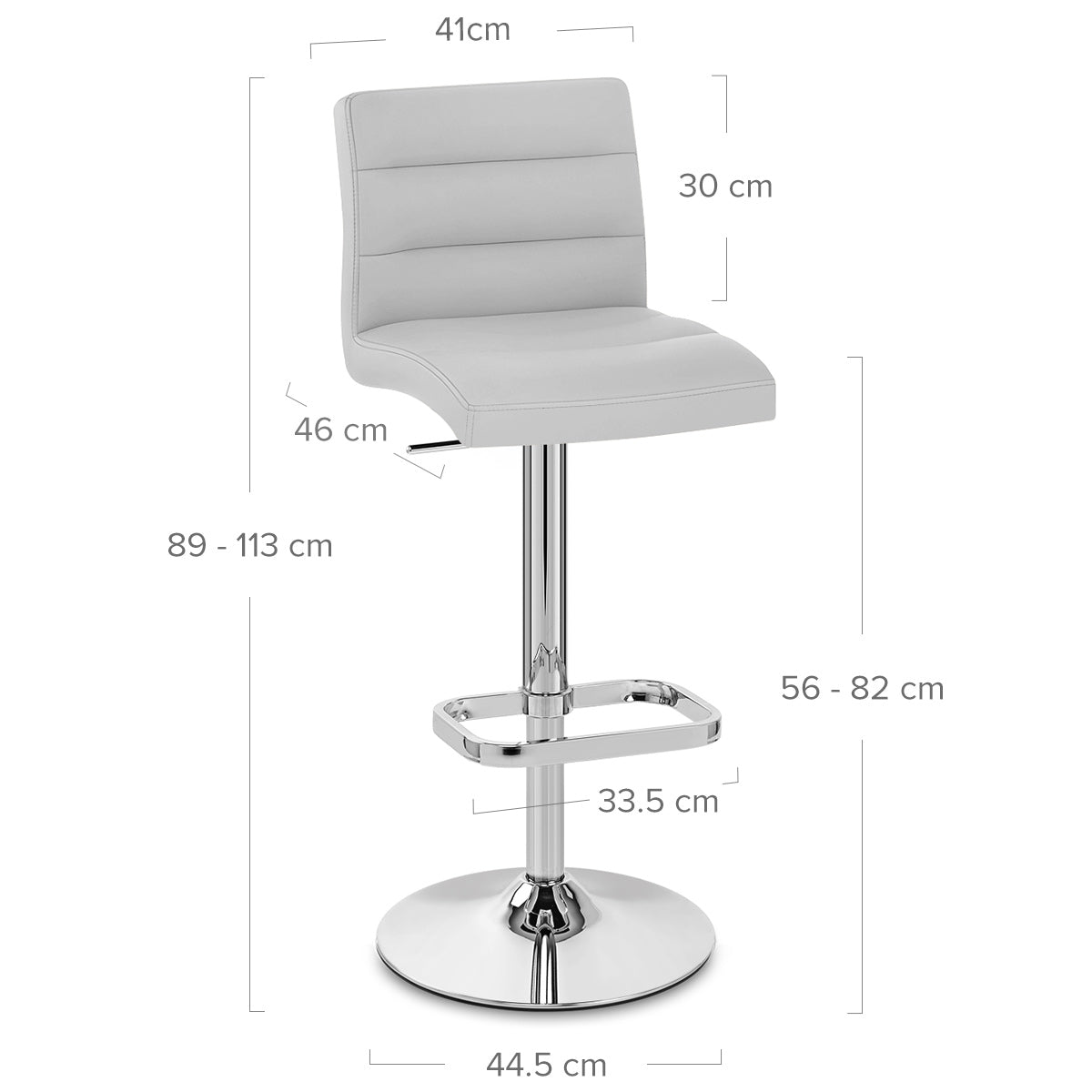 Rush Real Leather Chrome Stool Grey