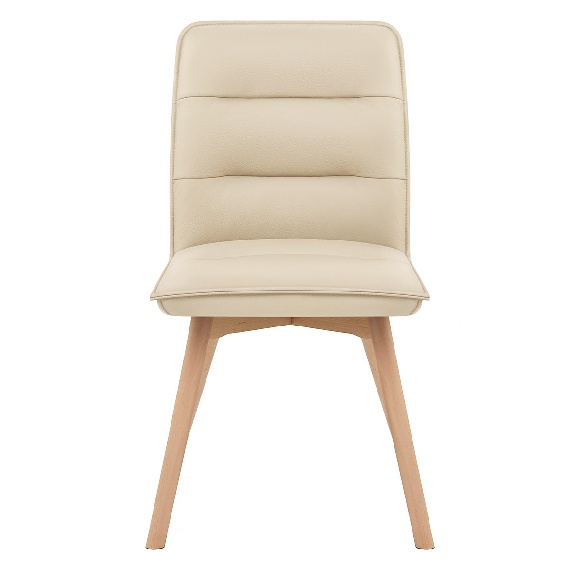 Chaise Cuir Véritable Bois - Ciro Crème