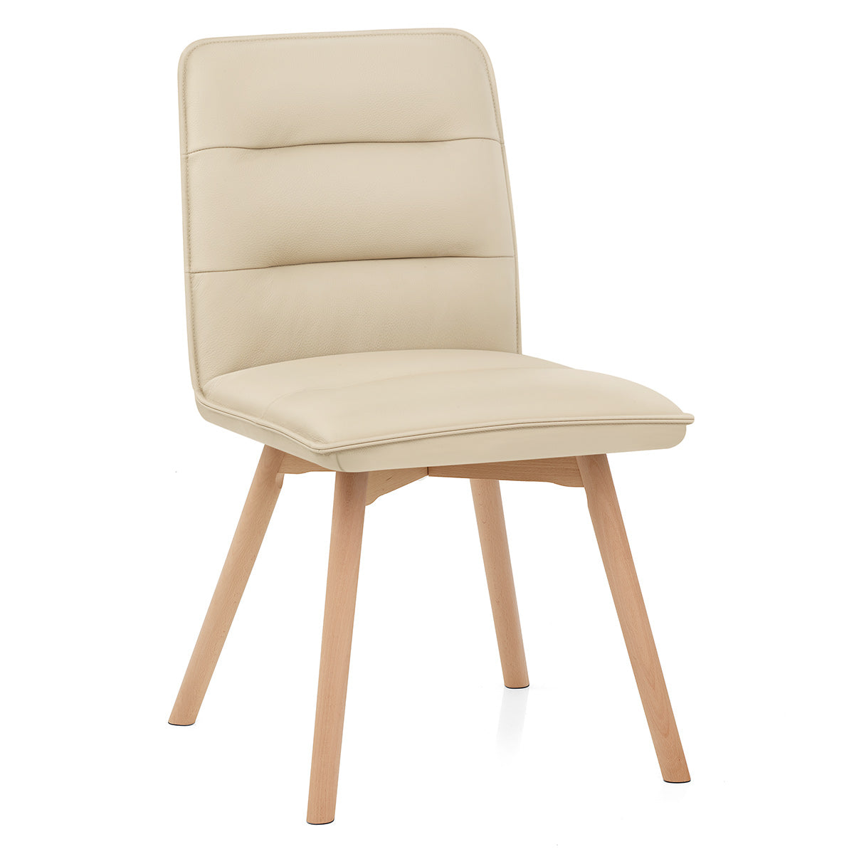 Chaise Cuir Véritable Bois - Ciro Crème