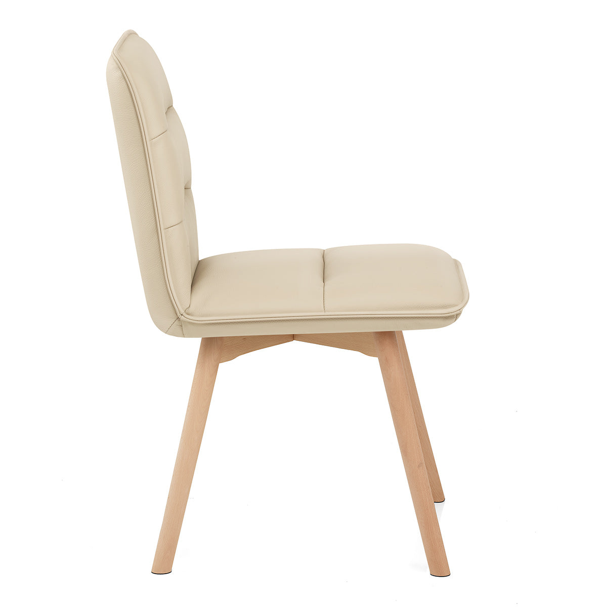 Chaise Cuir Véritable Bois - Ciro Crème