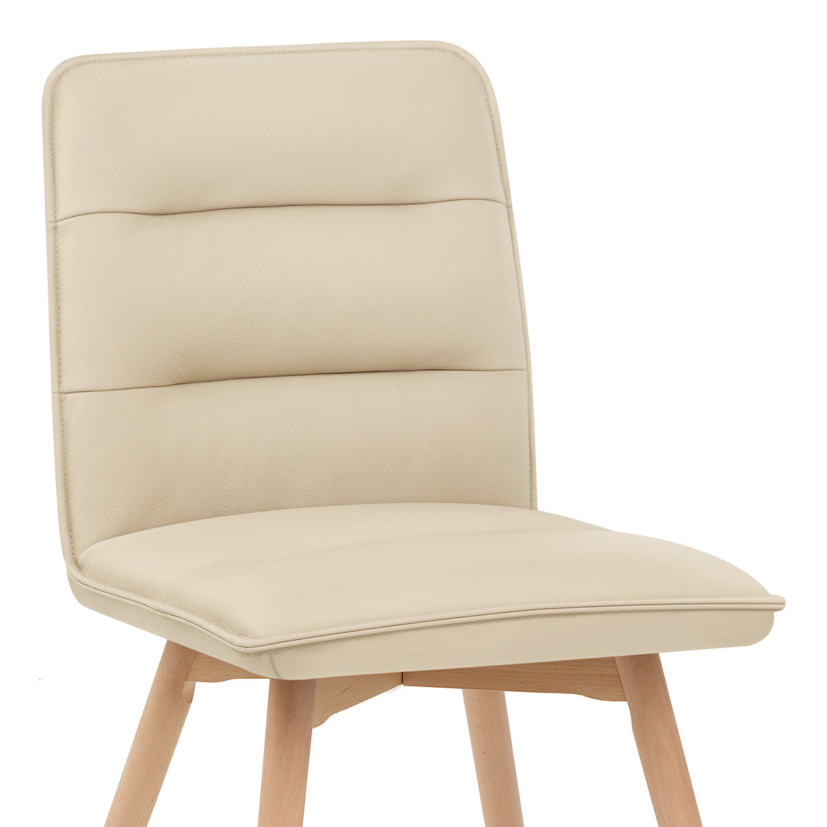 Chaise Cuir Véritable Bois - Ciro Crème