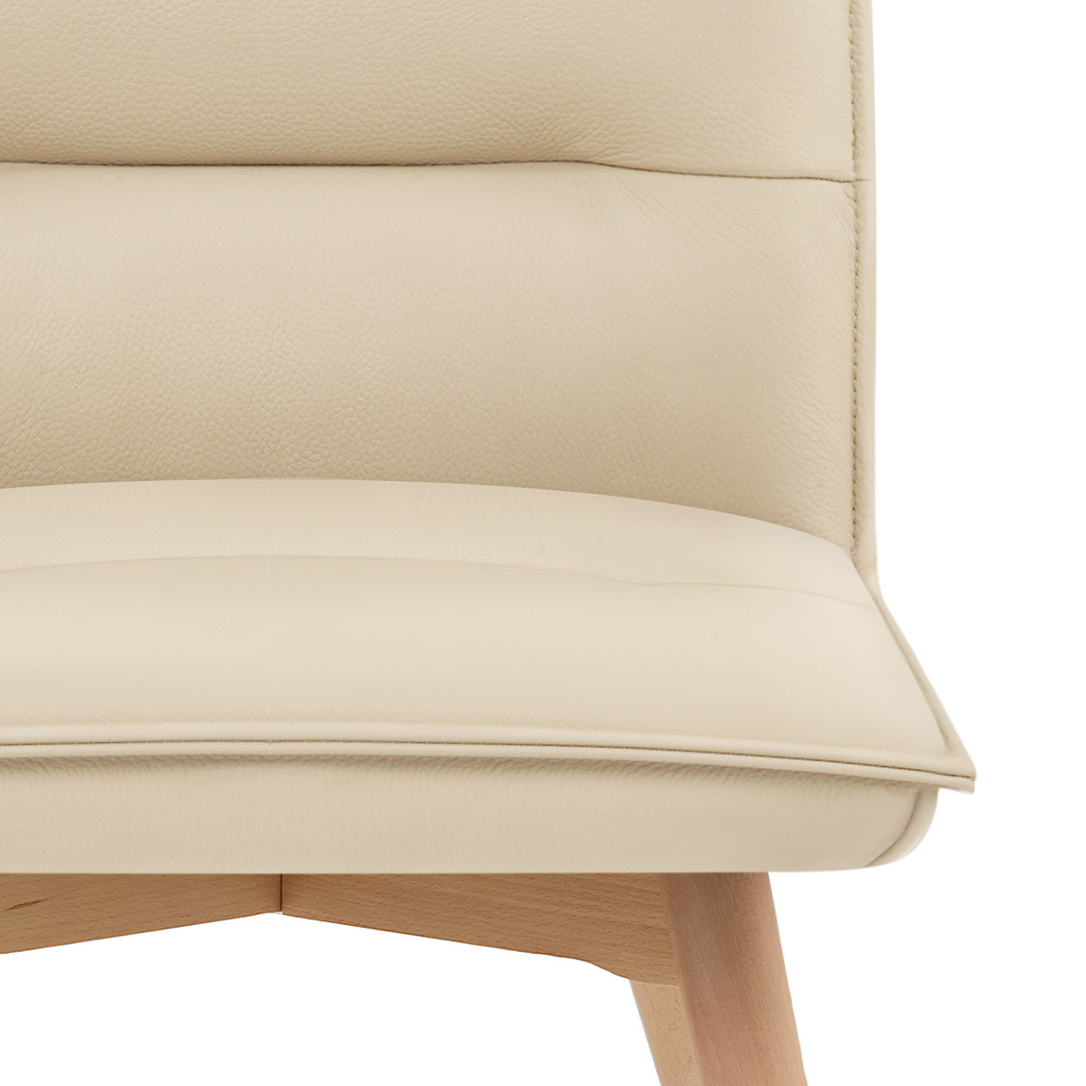 Chaise Cuir Véritable Bois - Ciro Crème