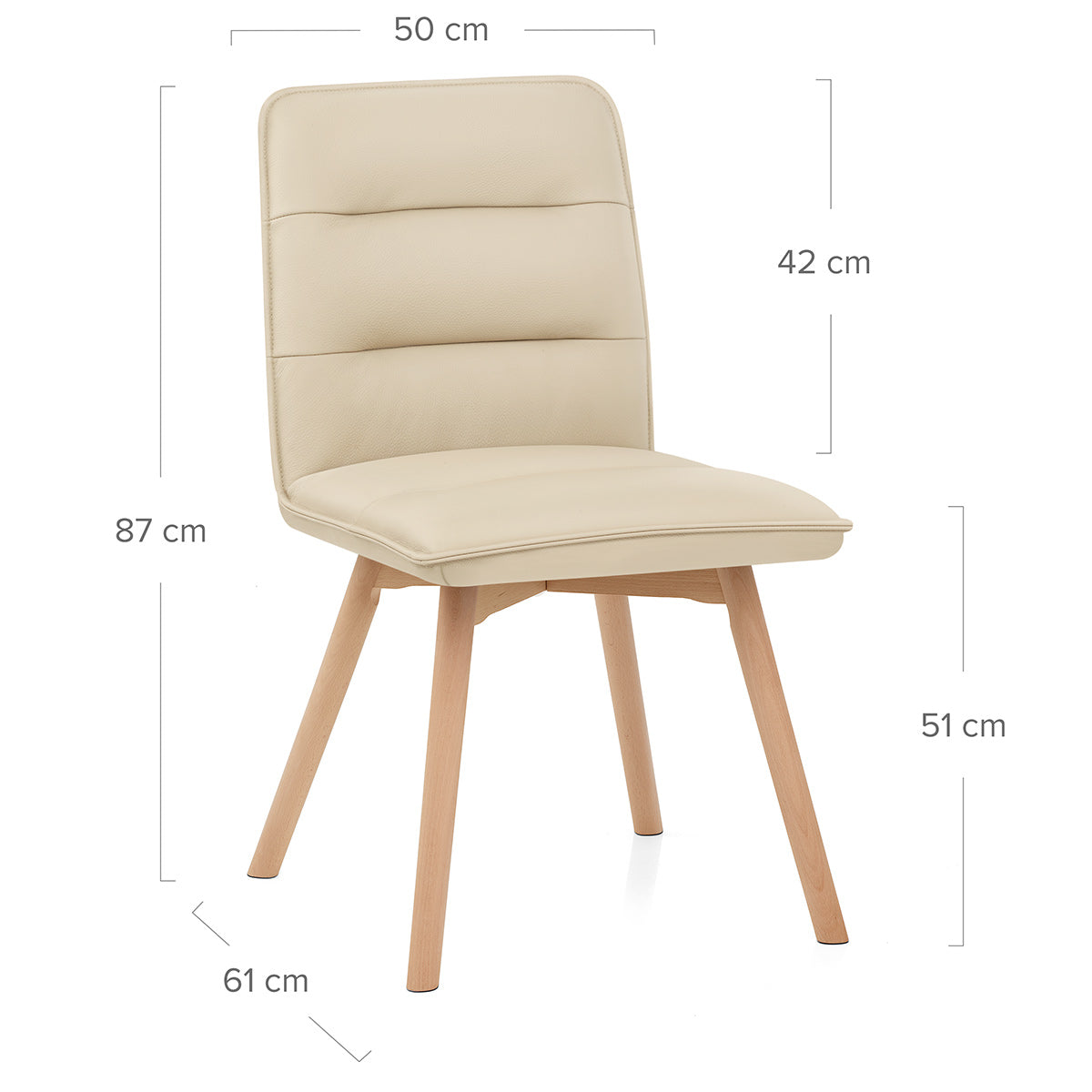 Chaise Cuir Véritable Bois - Ciro Crème