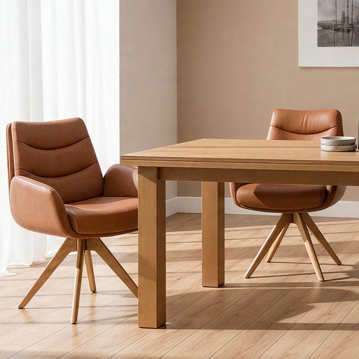 Fauteuil Bois Cuir Véritable - Madrid Marron