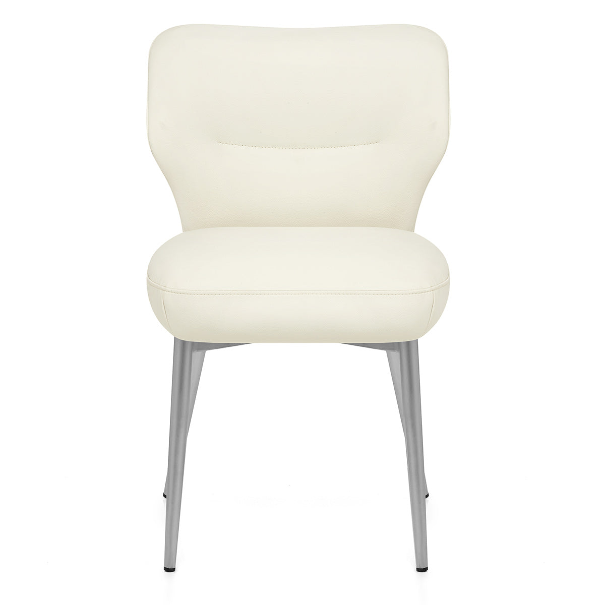 Chaise Cuir eco Chrome Brosse - Maddie Crème