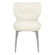Chaise Cuir eco Chrome Brosse - Maddie Crème