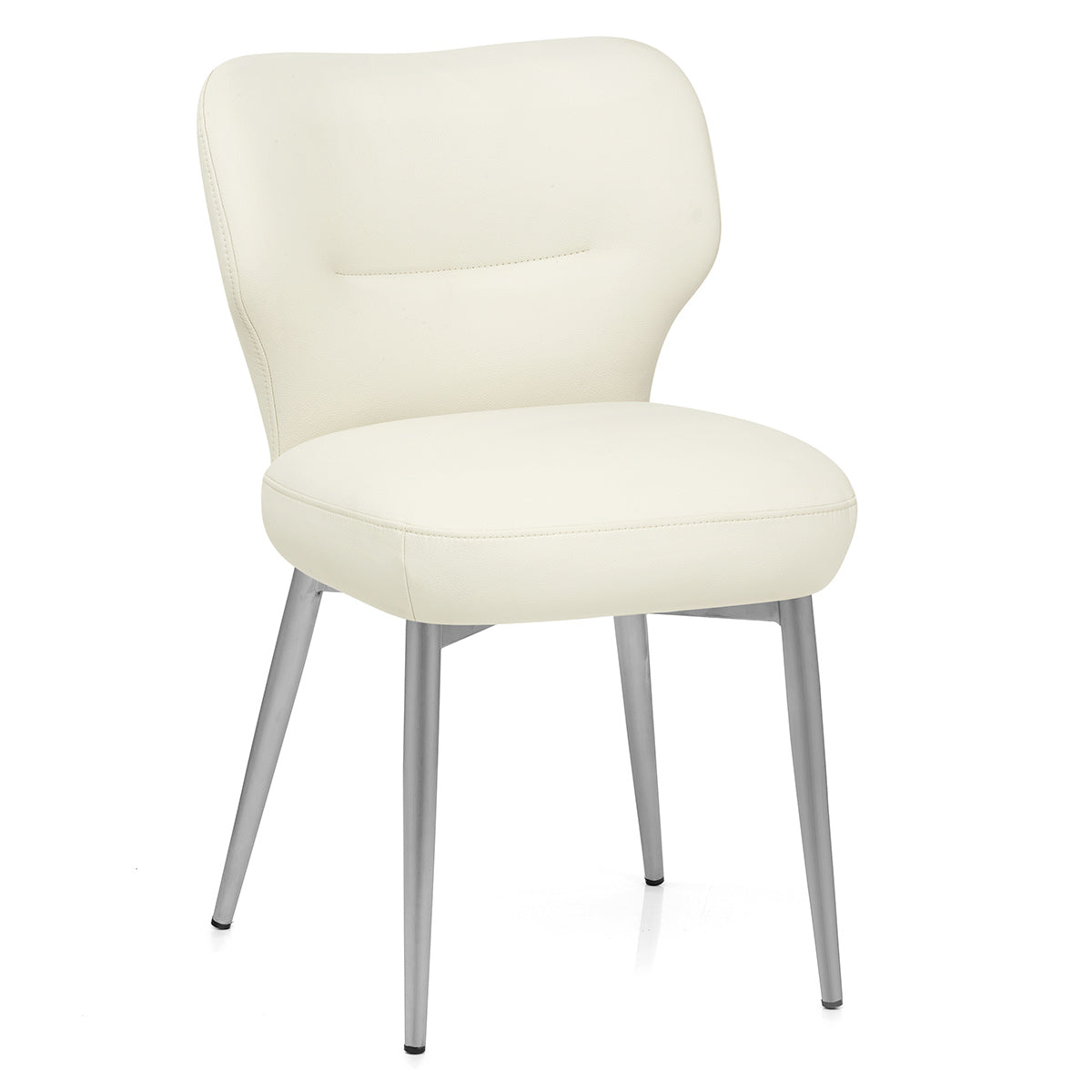 Chaise Cuir eco Chrome Brosse - Maddie Crème