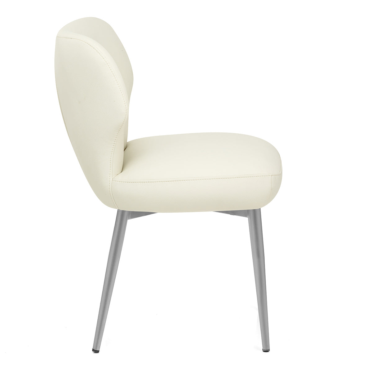 Chaise Cuir eco Chrome Brosse - Maddie Crème
