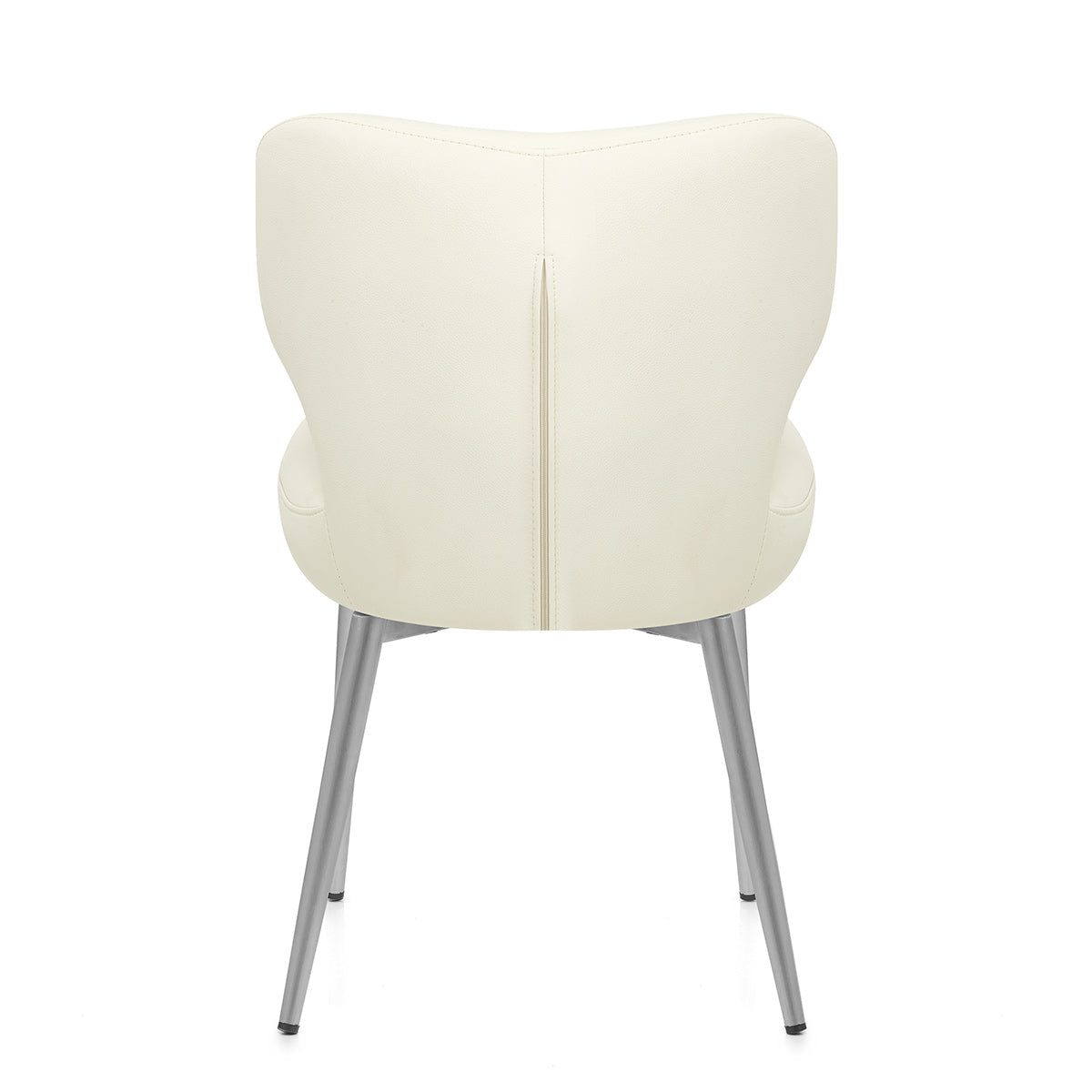 Chaise Cuir eco Chrome Brosse - Maddie Crème