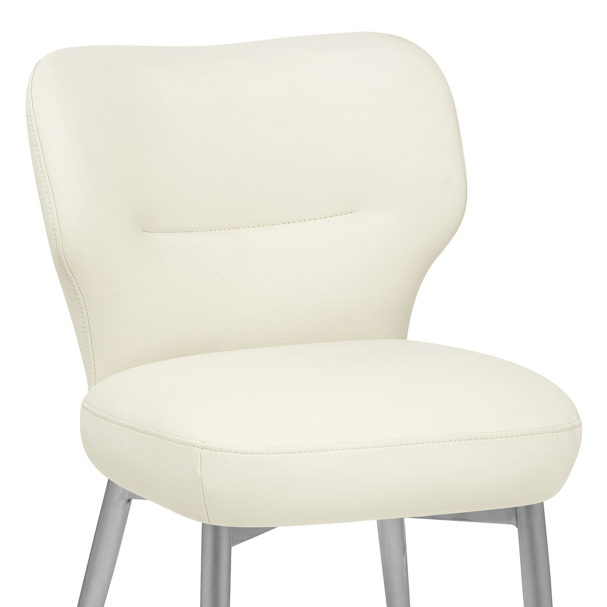 Chaise Cuir eco Chrome Brosse - Maddie Crème