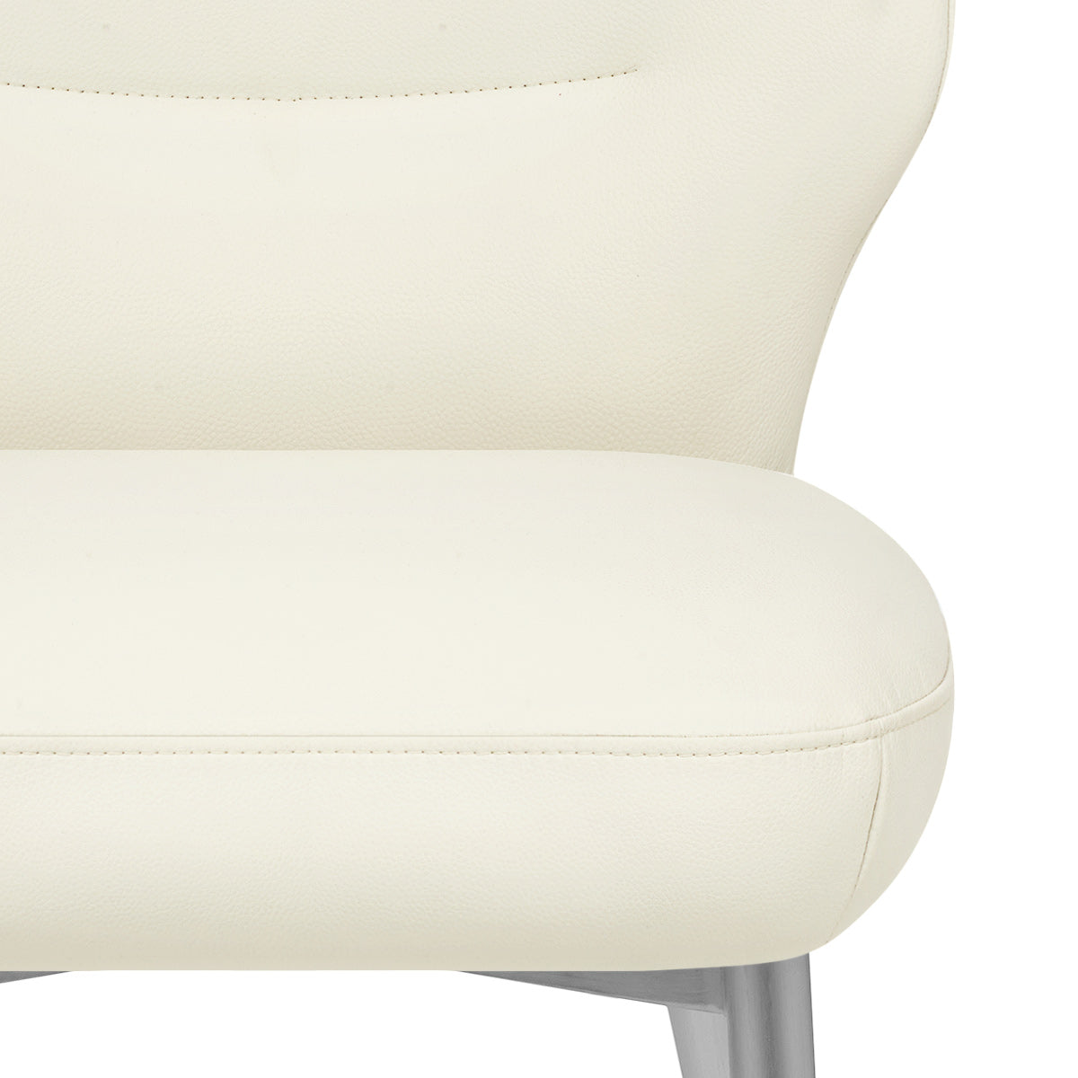 Chaise Cuir eco Chrome Brosse - Maddie Crème