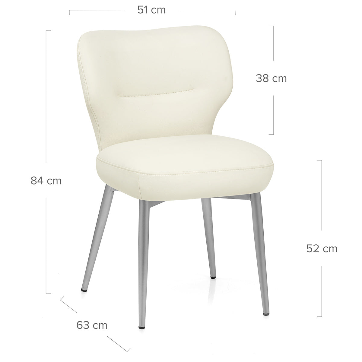 Chaise Cuir eco Chrome Brosse - Maddie Crème