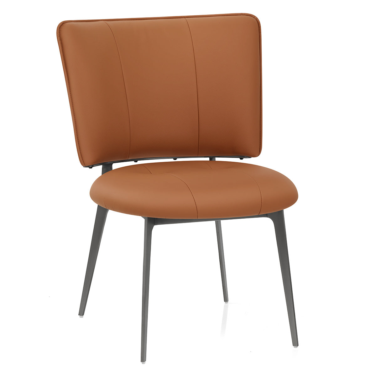 Chaise Cuir eco Graphite Brossé - Ellis Marron