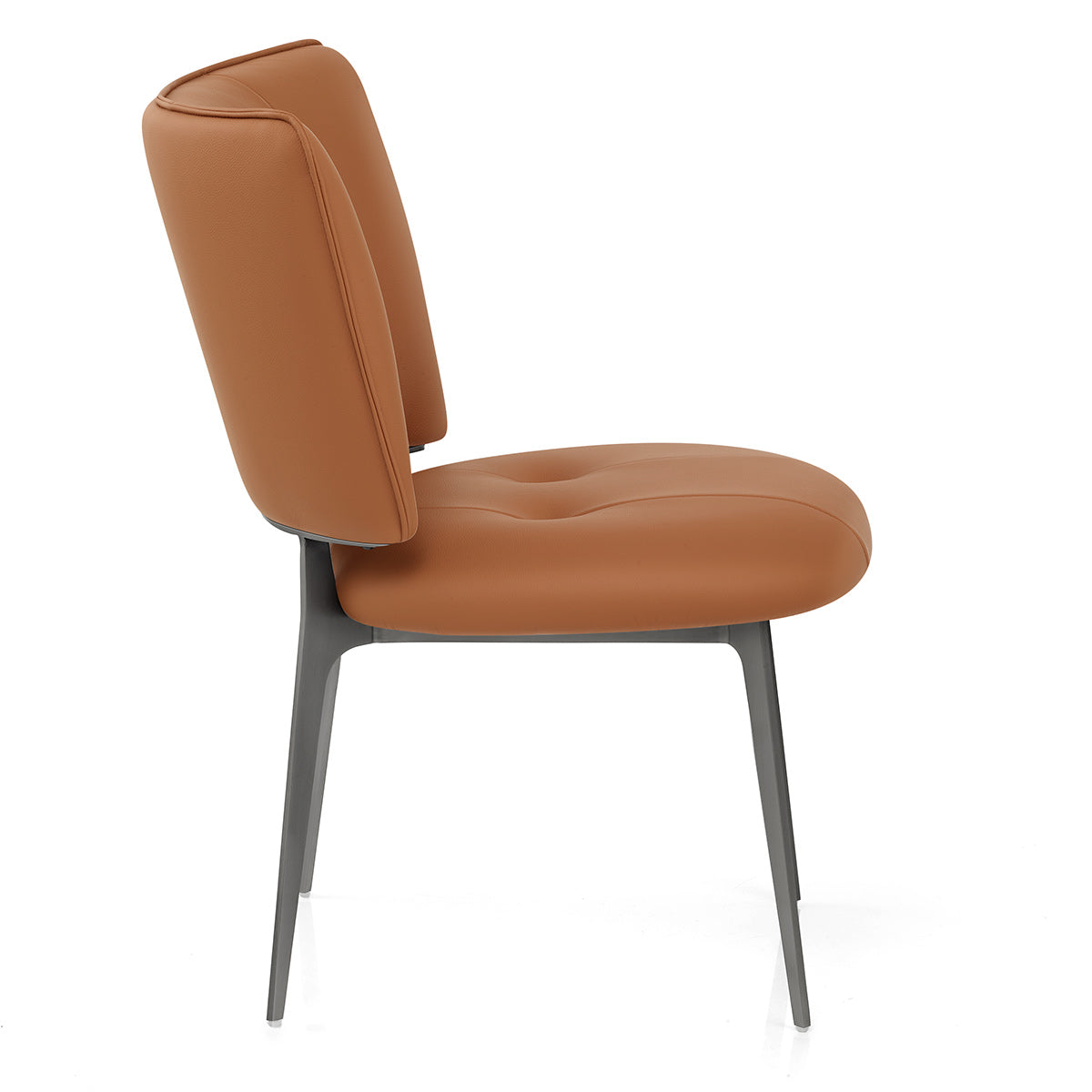 Chaise Cuir eco Graphite Brossé - Ellis Marron