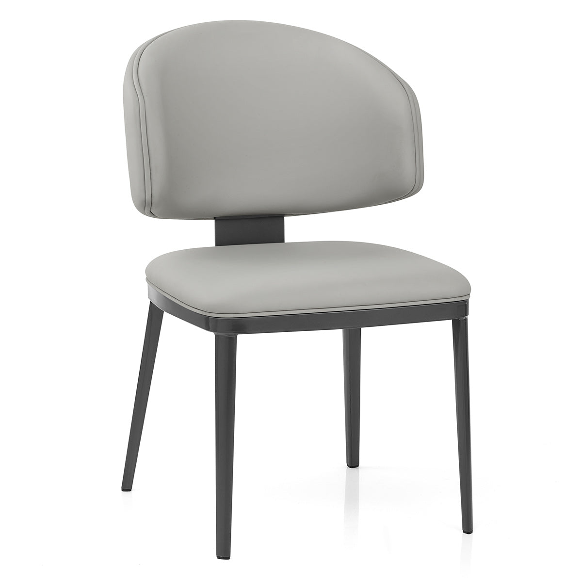 Chaise Faux Cuir Graphite - Elton Gris Clair