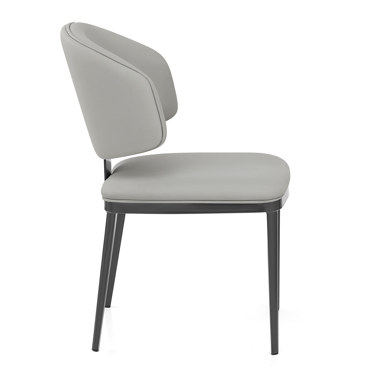 Chaise Faux Cuir Graphite - Elton Gris Clair