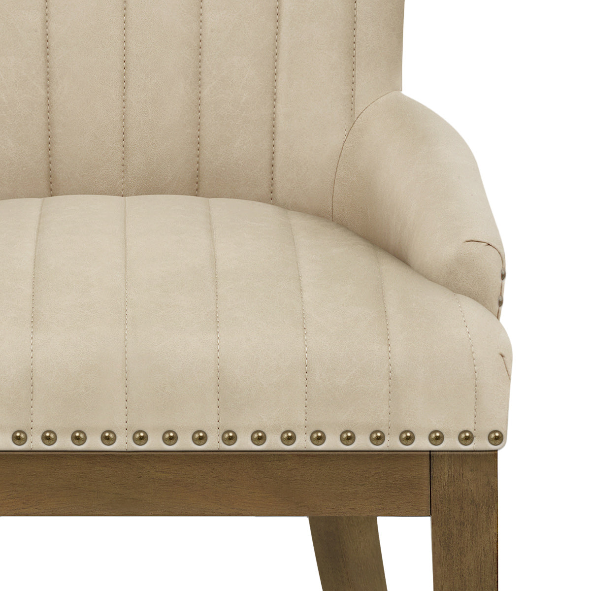 Chaise Bois Faux Cuir - Chiltern Crème