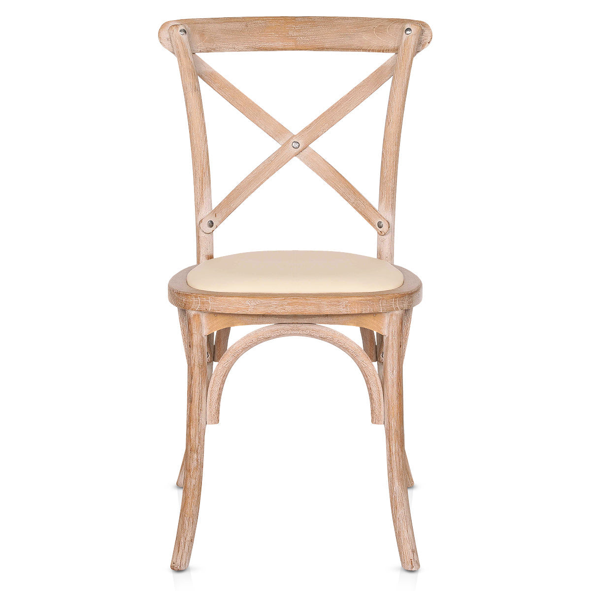 Chaise Bois Cuir Véritable - Marcel Crème