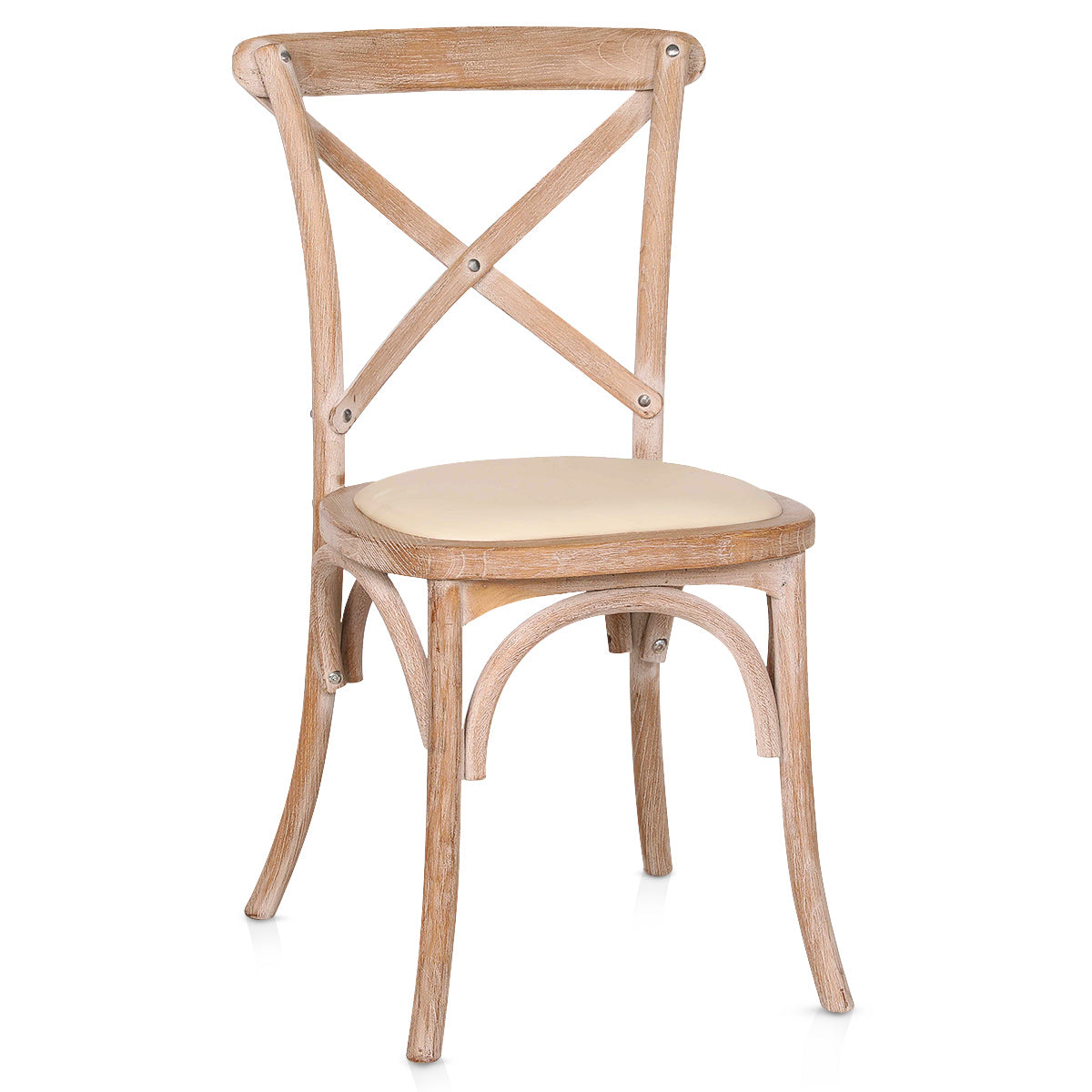 Chaise Bois Cuir Véritable - Marcel Crème
