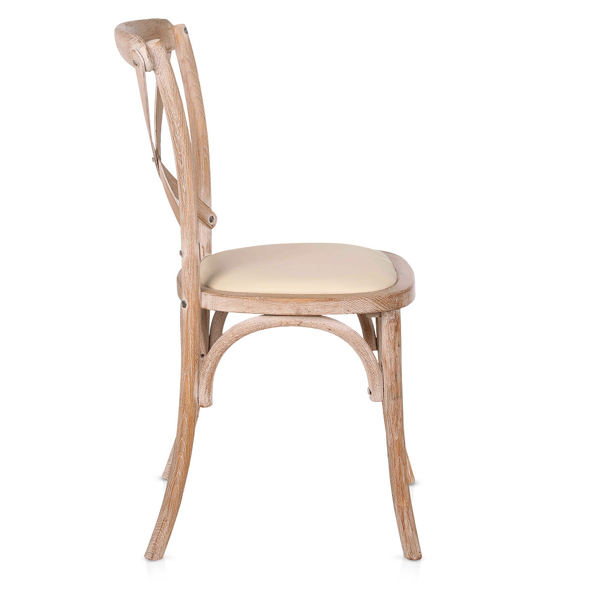 Chaise Bois Cuir Véritable - Marcel Crème