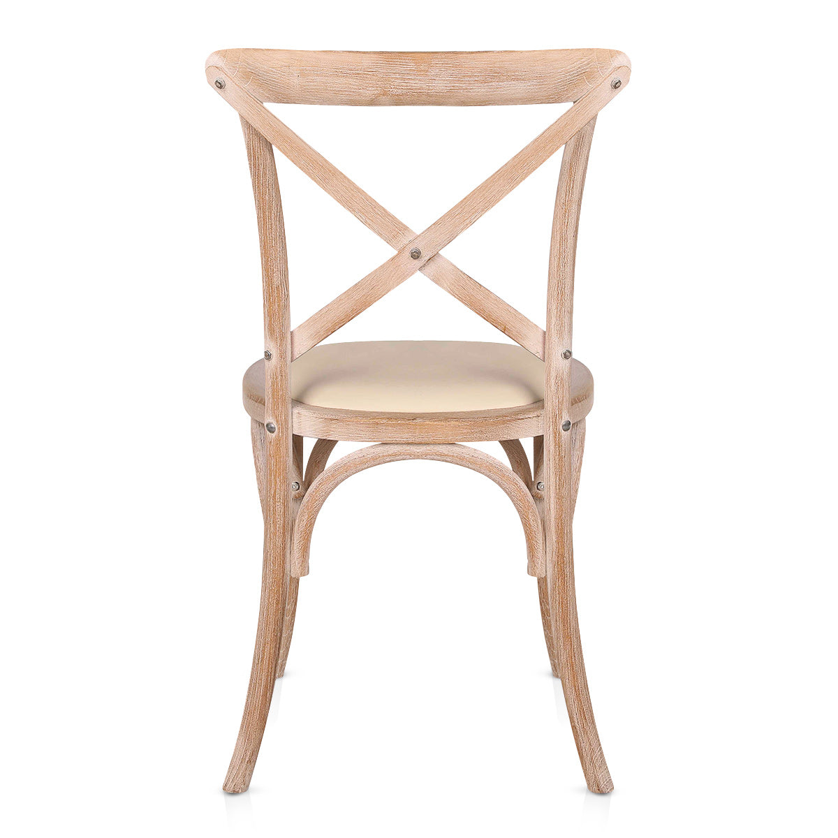 Chaise Bois Cuir Véritable - Marcel Crème
