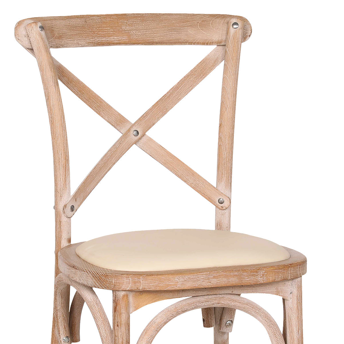 Chaise Bois Cuir Véritable - Marcel Crème