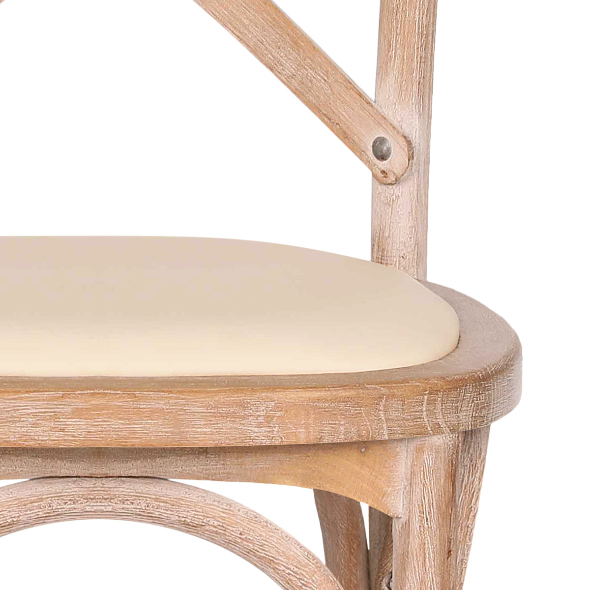 Chaise Bois Cuir Véritable - Marcel Crème