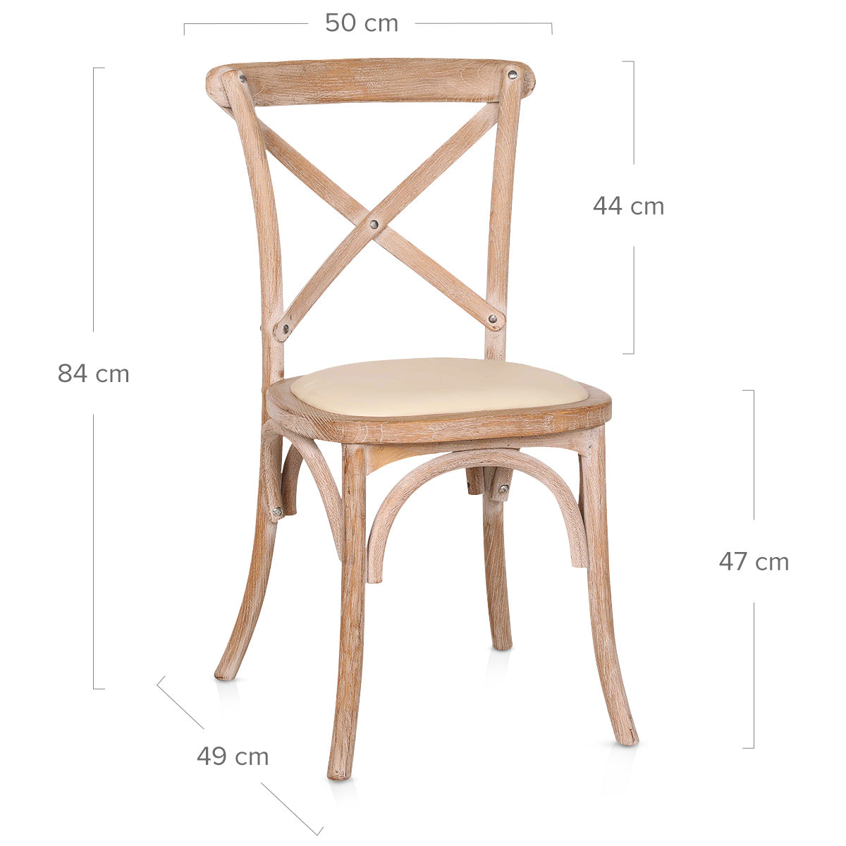 Chaise Bois Cuir Véritable - Marcel Crème