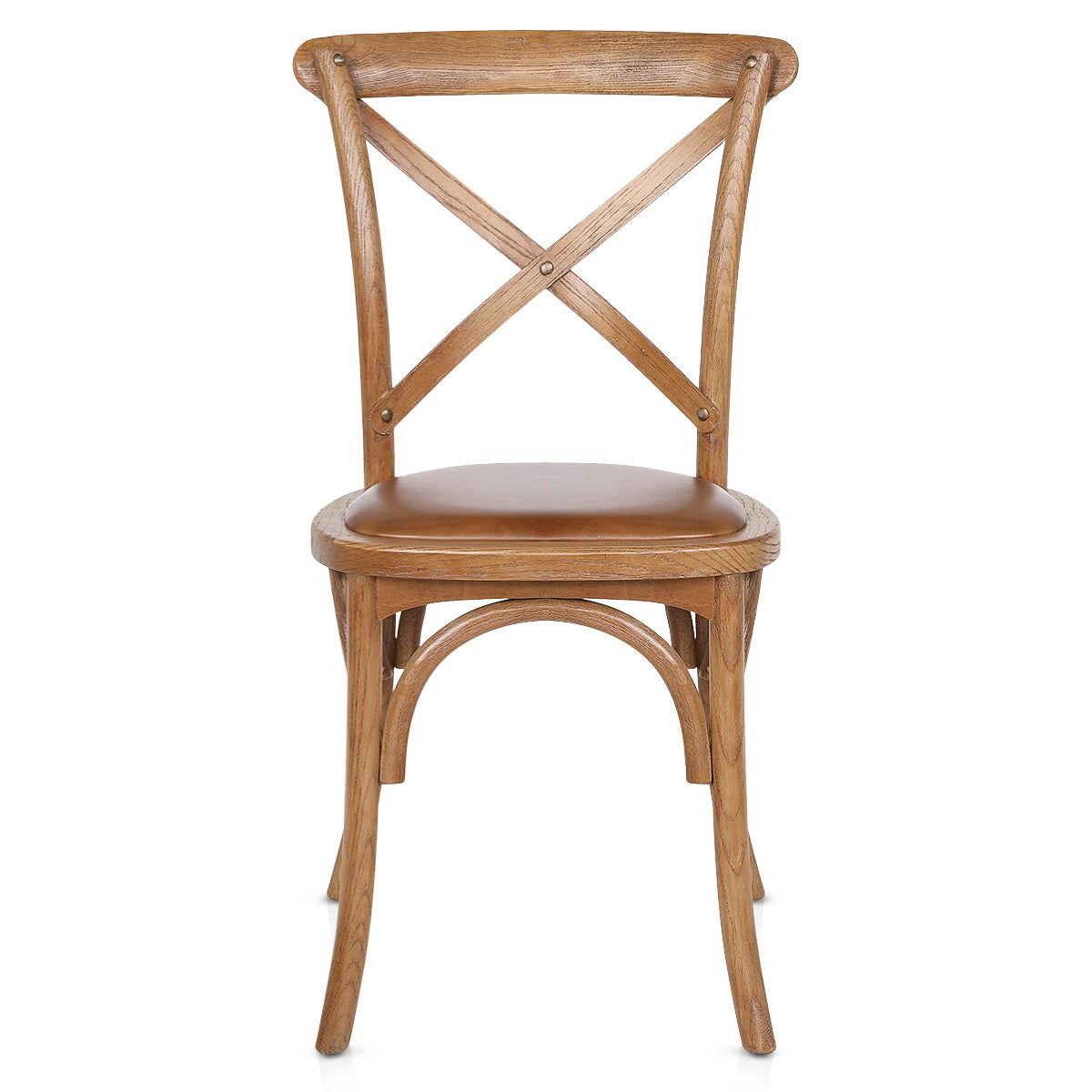 Chaise Bois Cuir Véritable - Marcel Marron