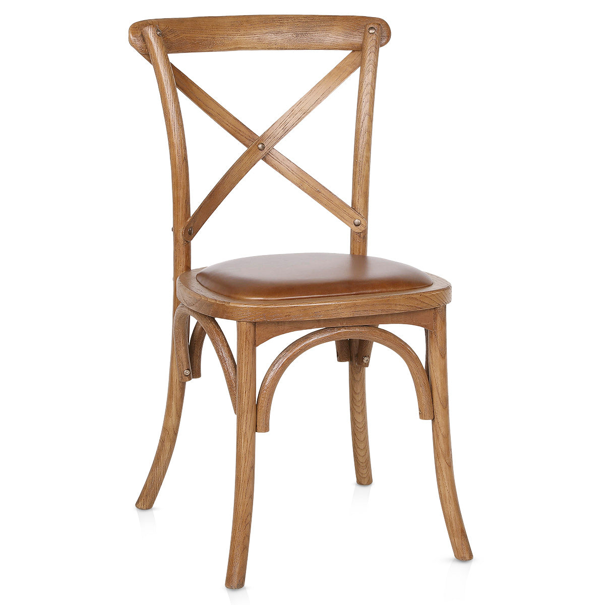 Chaise Bois Cuir Véritable - Marcel Marron