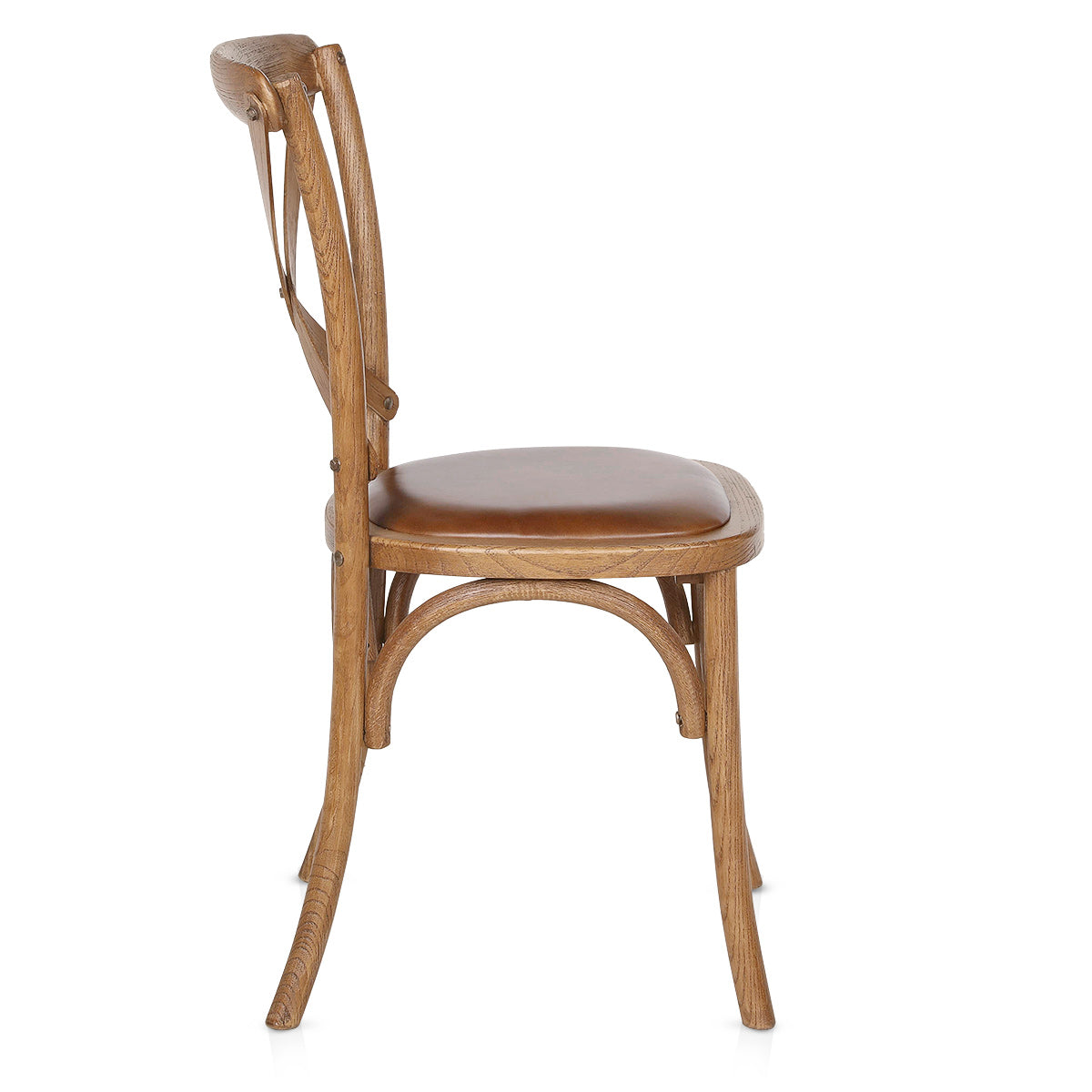 Chaise Bois Cuir Véritable - Marcel Marron