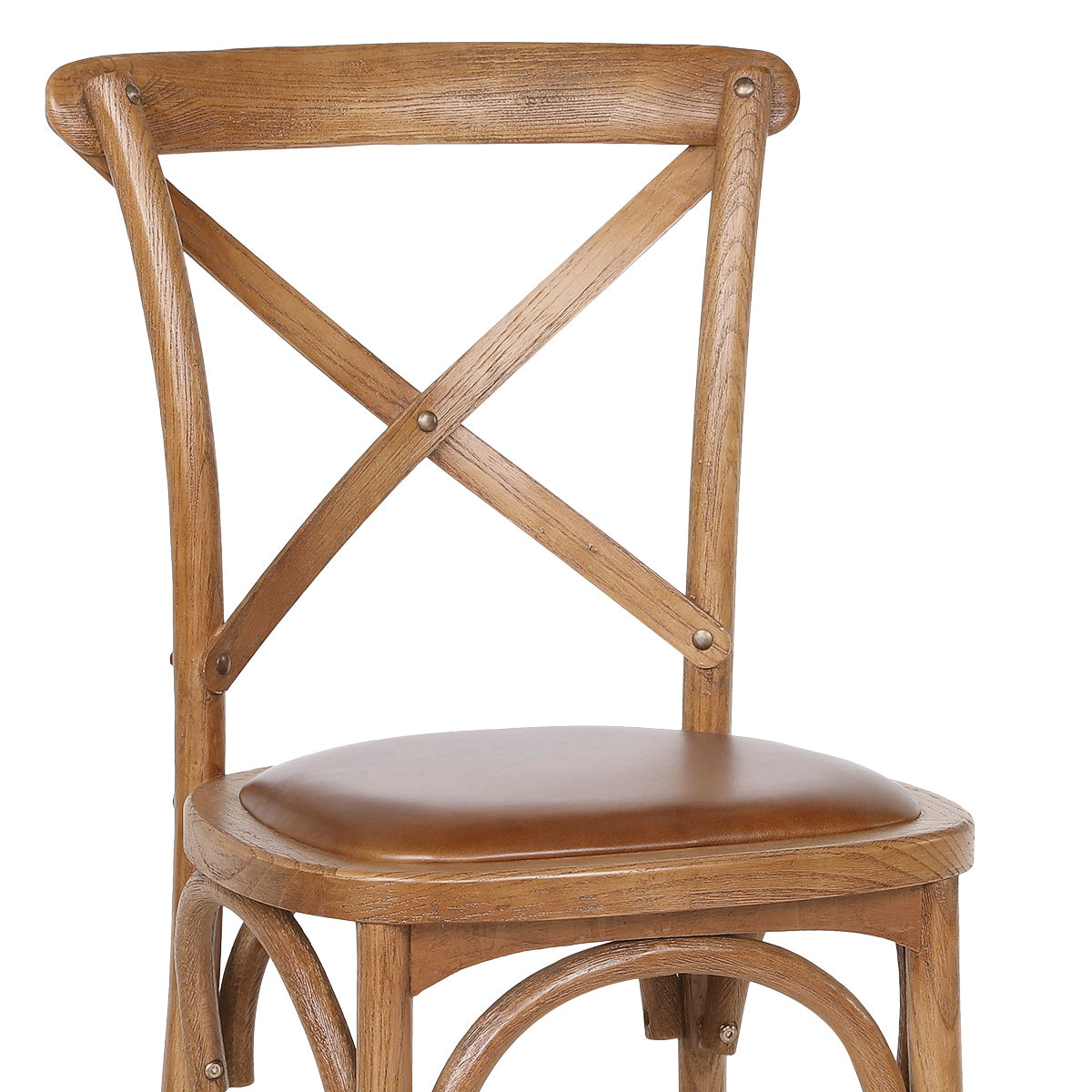 Chaise Bois Cuir Véritable - Marcel Marron