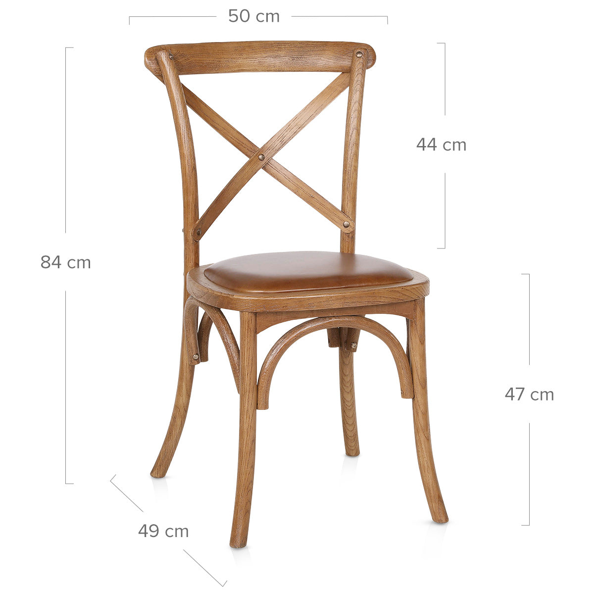 Chaise Bois Cuir Véritable - Marcel Marron