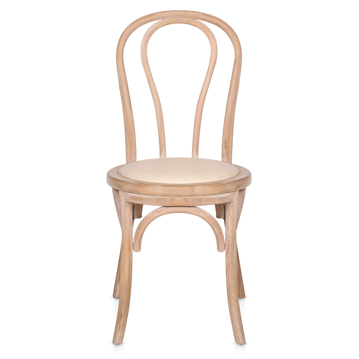 Chaise Bistrot Bois Cuir Véritable - Henri Crème