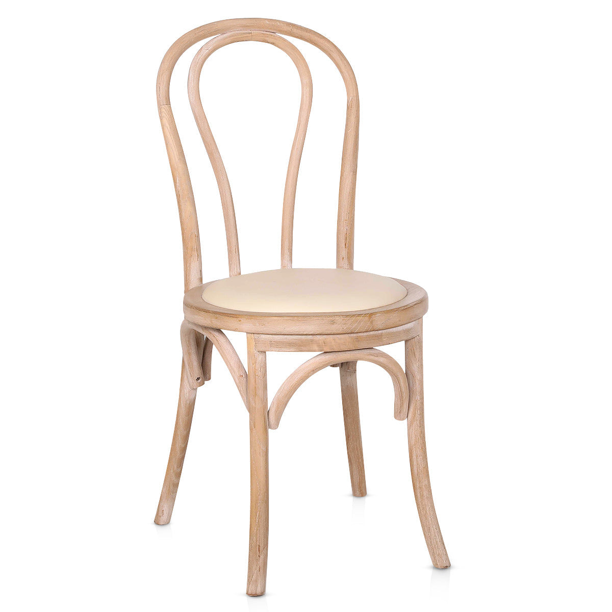 Chaise Bistrot Bois Cuir Véritable - Henri Crème