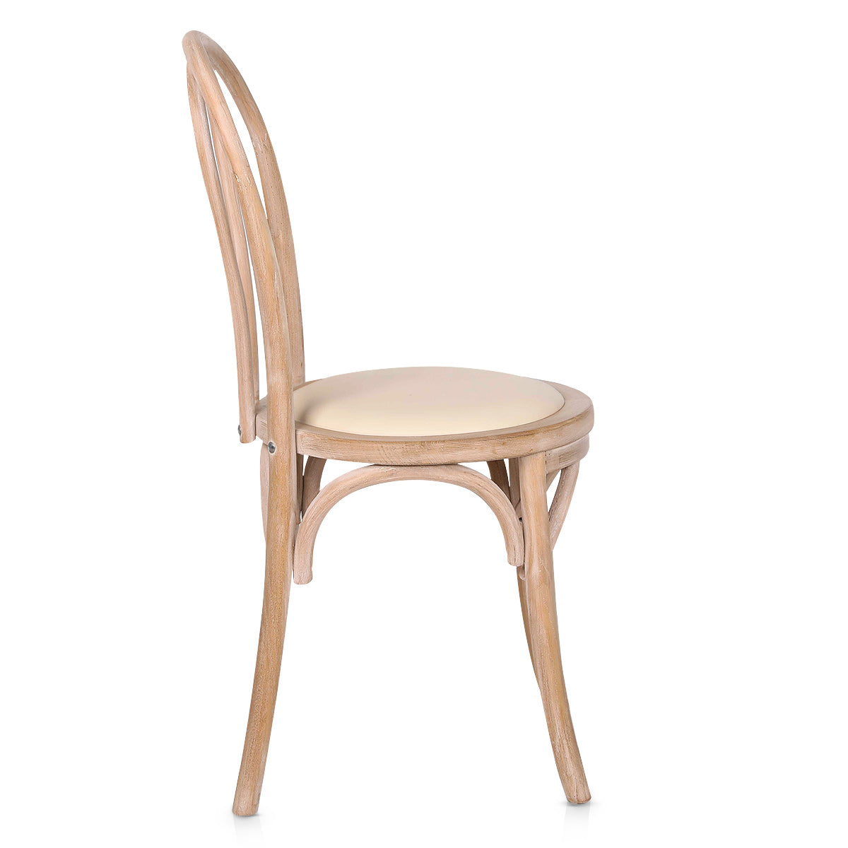 Chaise Bistrot Bois Cuir Véritable - Henri Crème