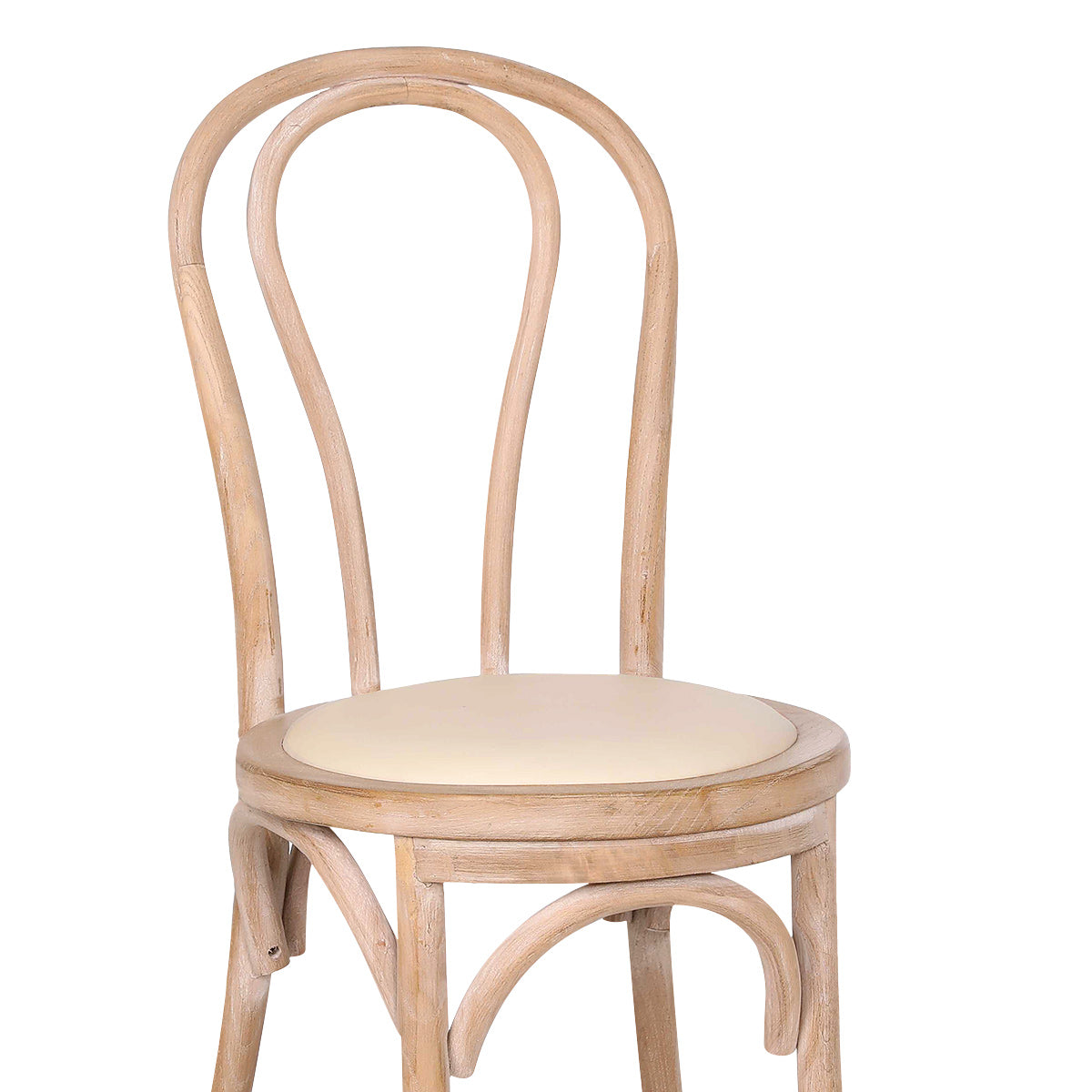 Chaise Bistrot Bois Cuir Véritable - Henri Crème
