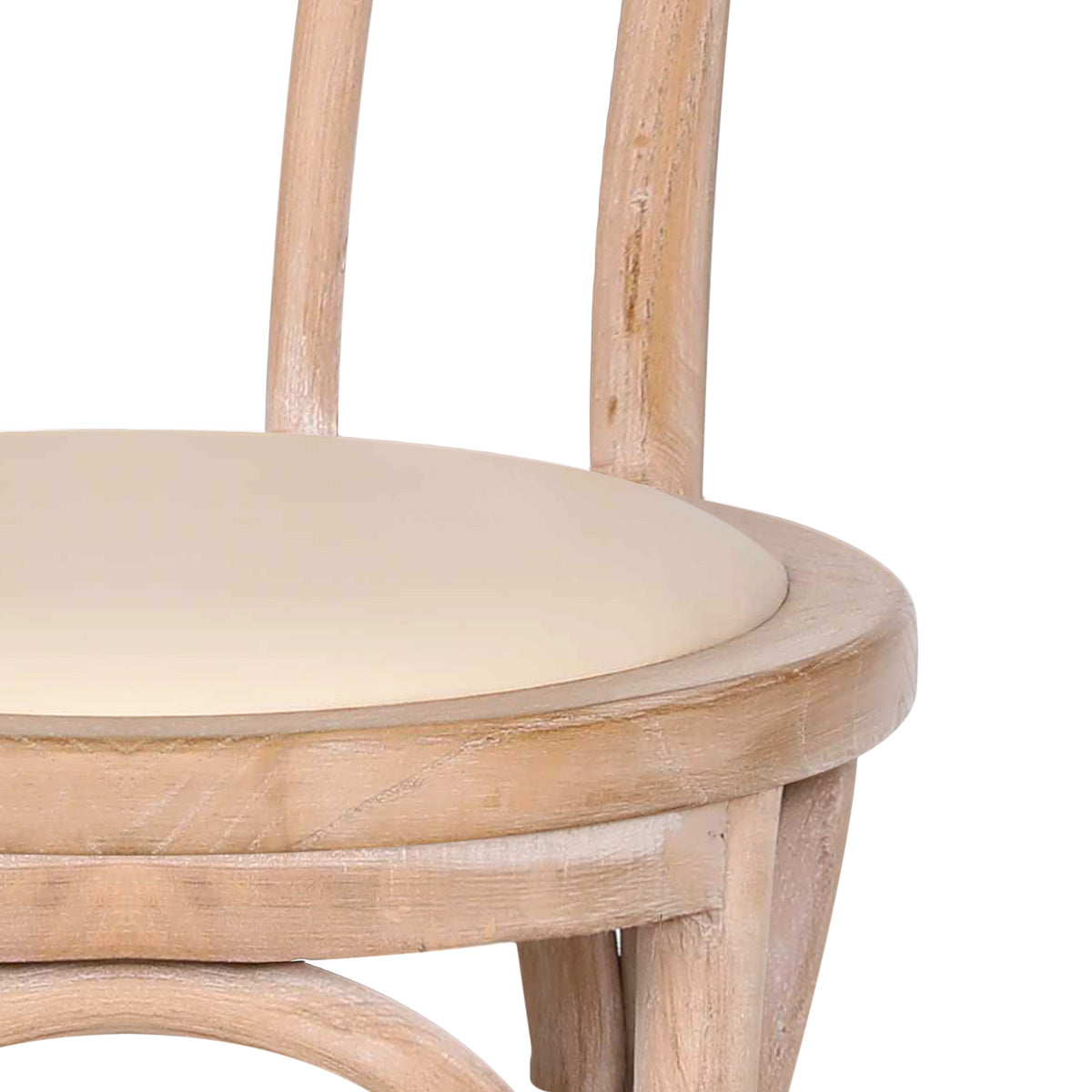 Chaise Bistrot Bois Cuir Véritable - Henri Crème
