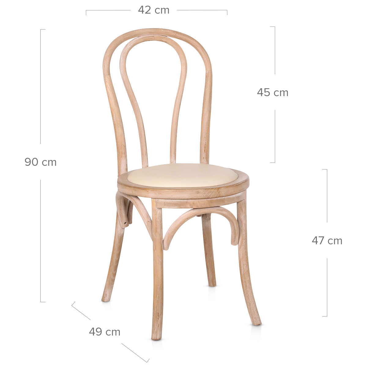 Chaise Bistrot Bois Cuir Véritable - Henri Crème