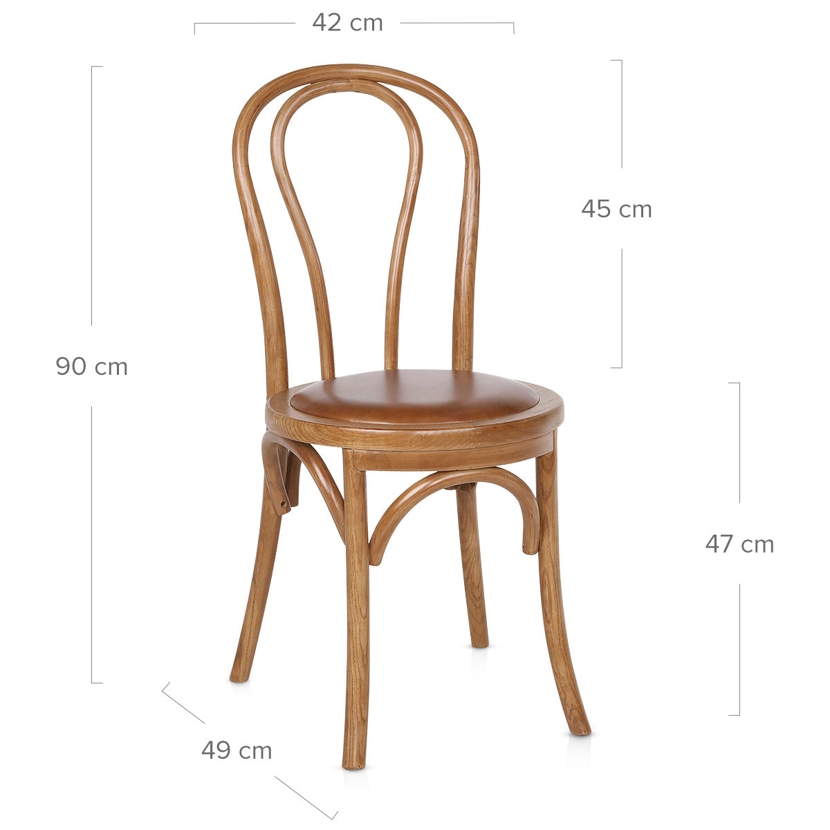 Henri Walnut Bistro Chair Brown Real Leather