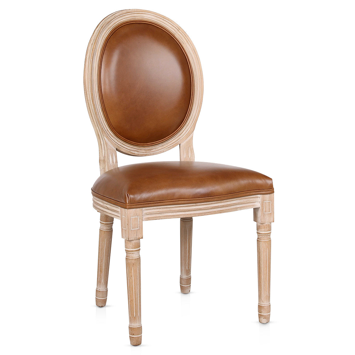 Louis Dining Brown Real Leather