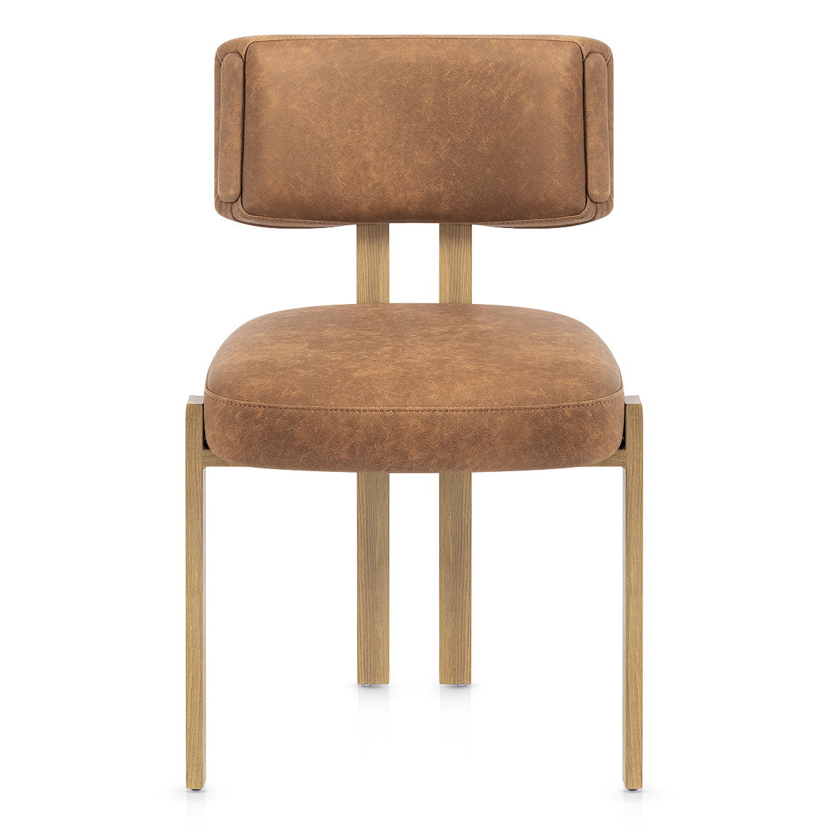 Chaise Métal Faux Cuir - Mira Marron
