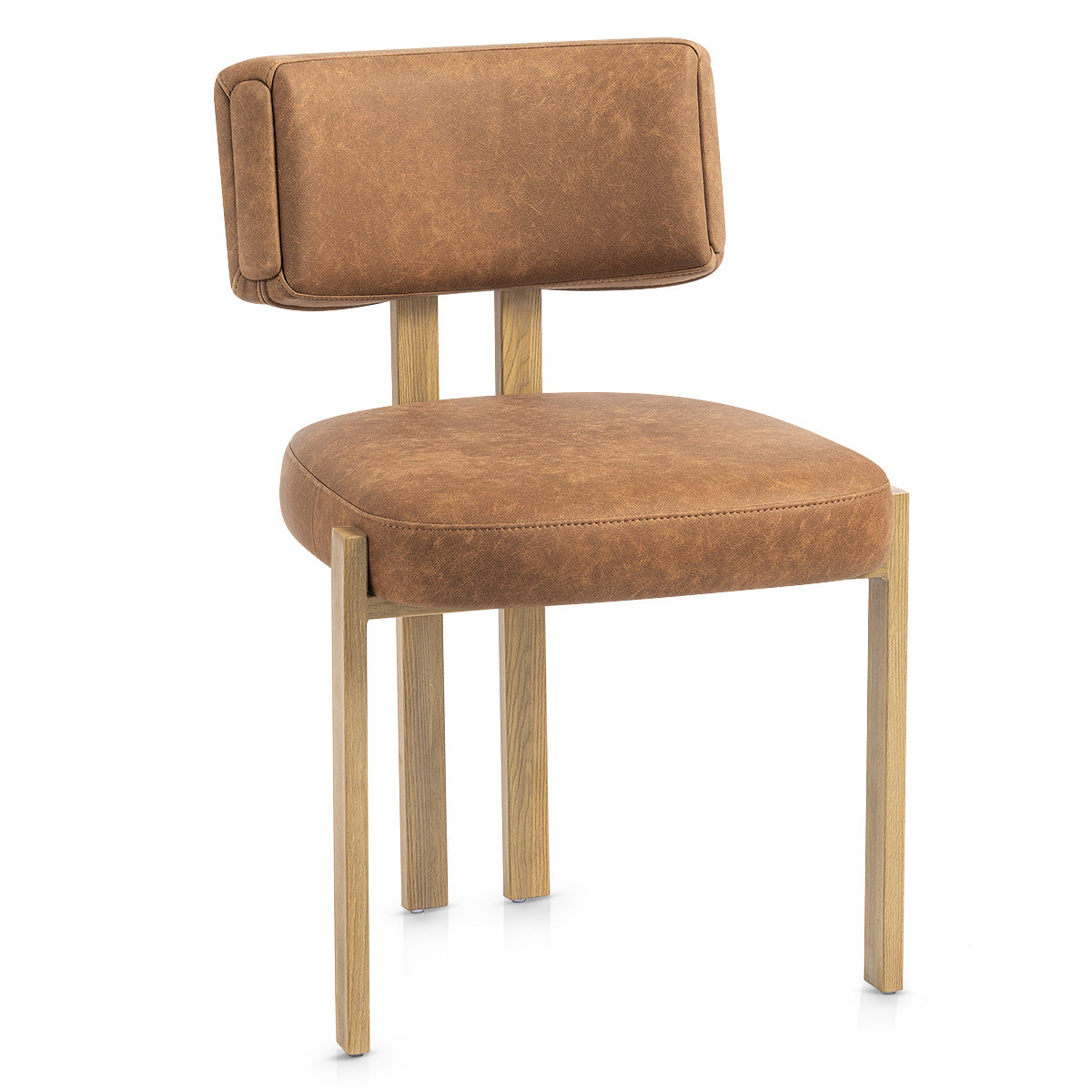 Chaise Métal Faux Cuir - Mira Marron