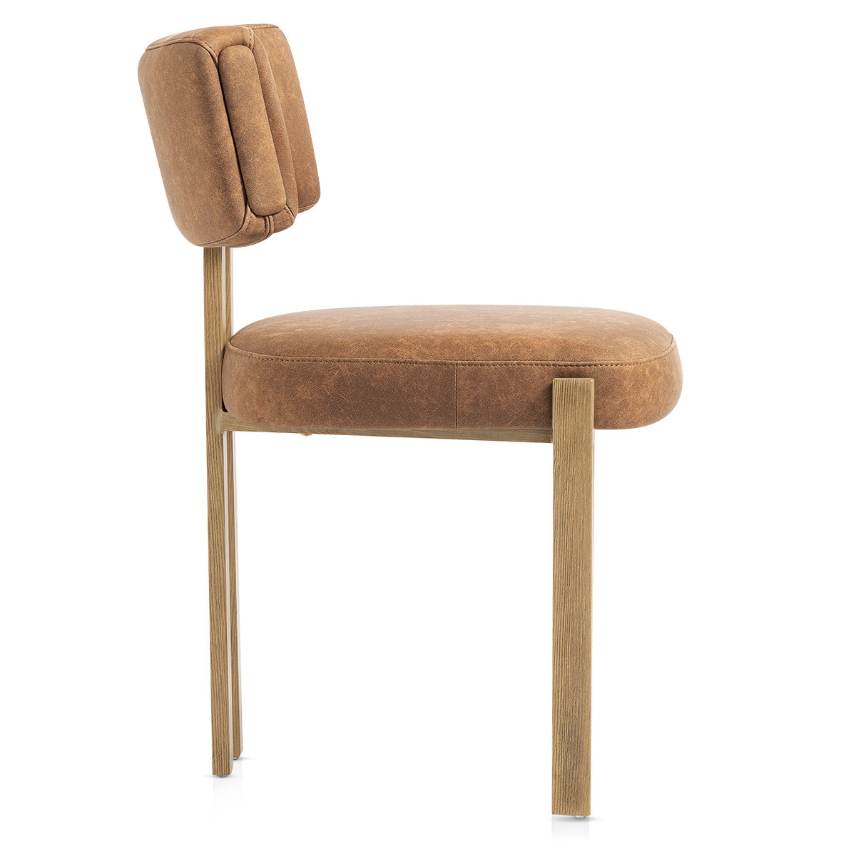 Chaise Métal Faux Cuir - Mira Marron